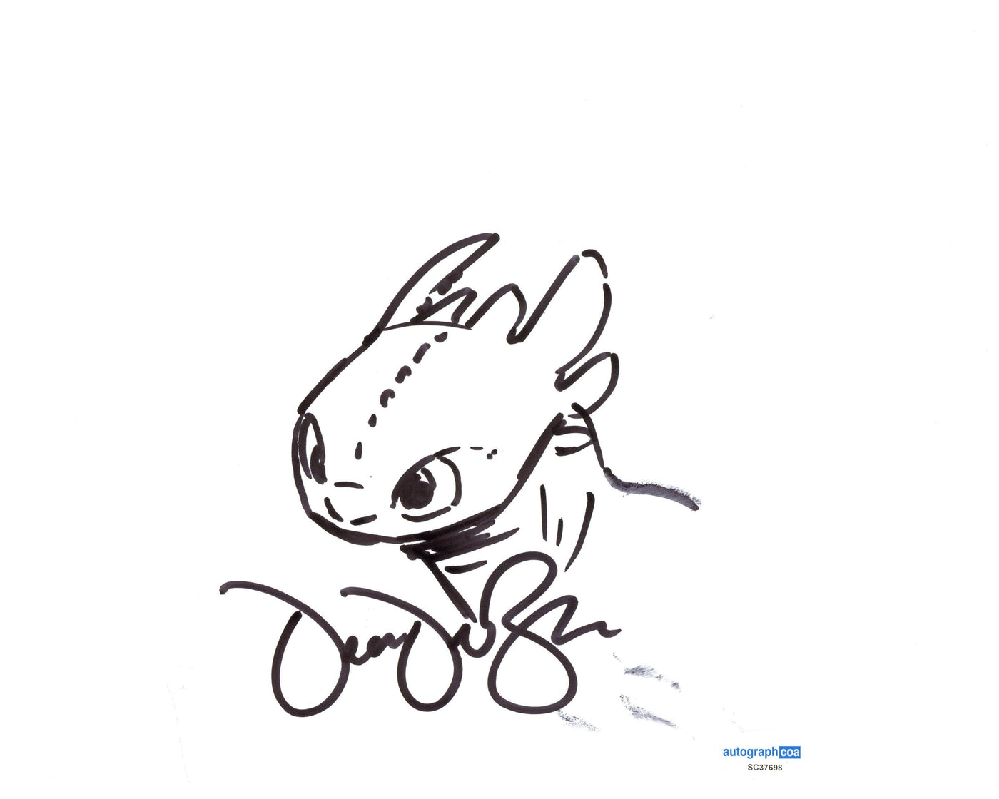 Dean Deblois Signed and Sketch How to Train Your Dragon 8x10 Autographed ACOA