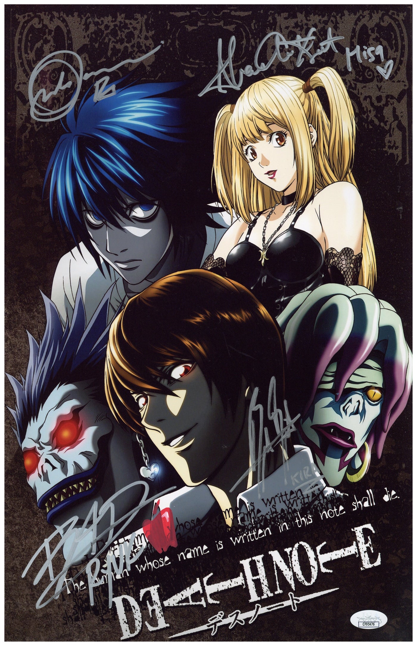 Death Note Cast Signed 11x17 Photo x4 Autographed JSA COA 2