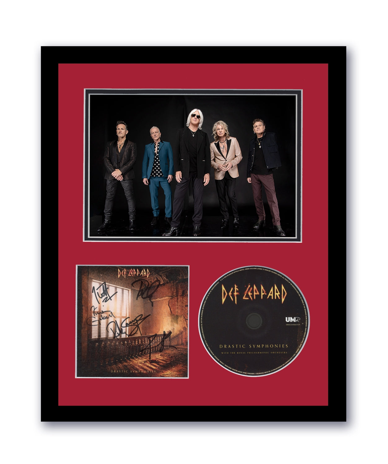Def Leppard Autographed Signed 11x14 Framed CD Drastic Symphonies ACOA #2