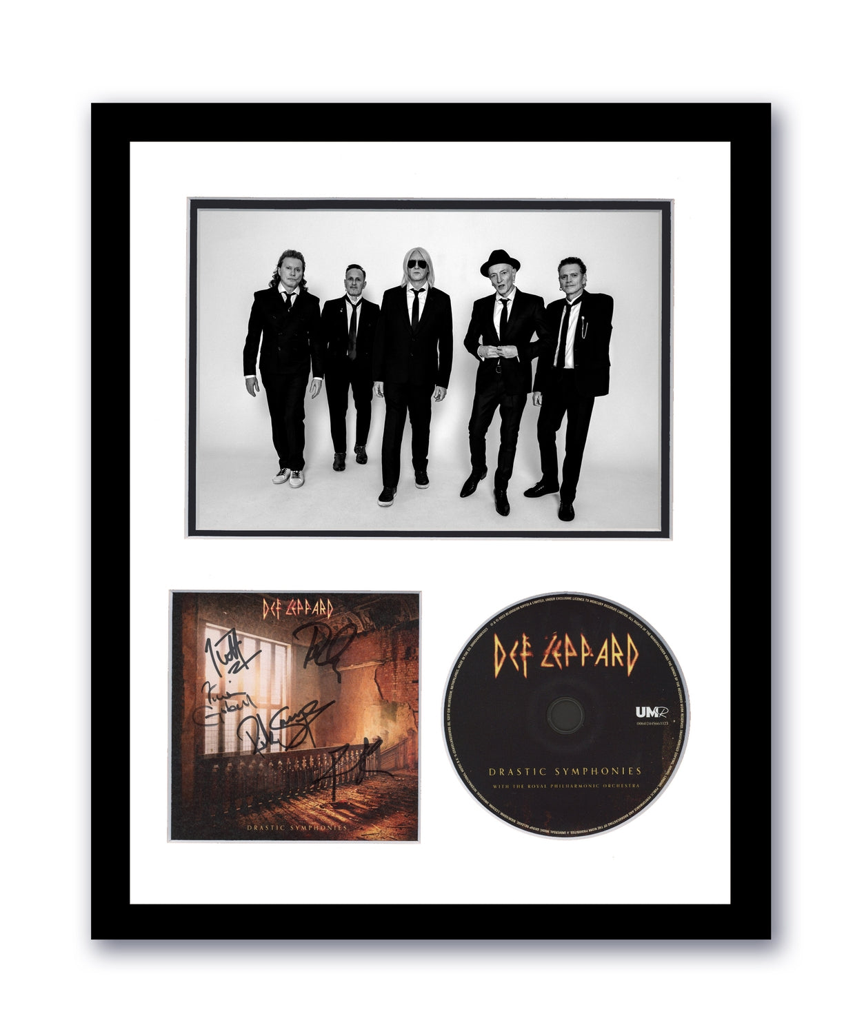 Def Leppard Autographed Signed 11x14 Framed CD Drastic Symphonies ACOA #5