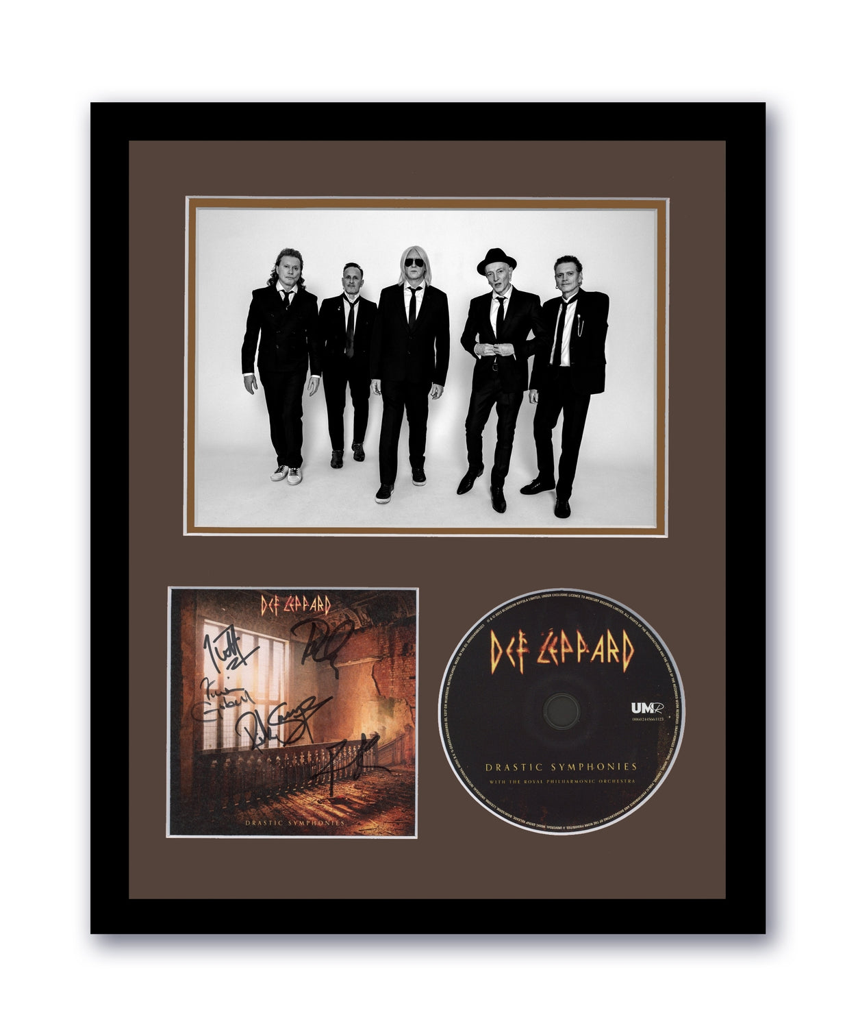 Def Leppard Autographed Signed 11x14 Framed CD Drastic Symphonies ACOA #6