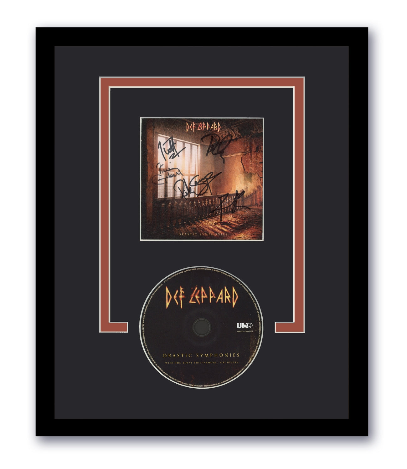 Def Leppard Signed 11x14 Framed CD Drastic Symphones Autographed ACOA #2