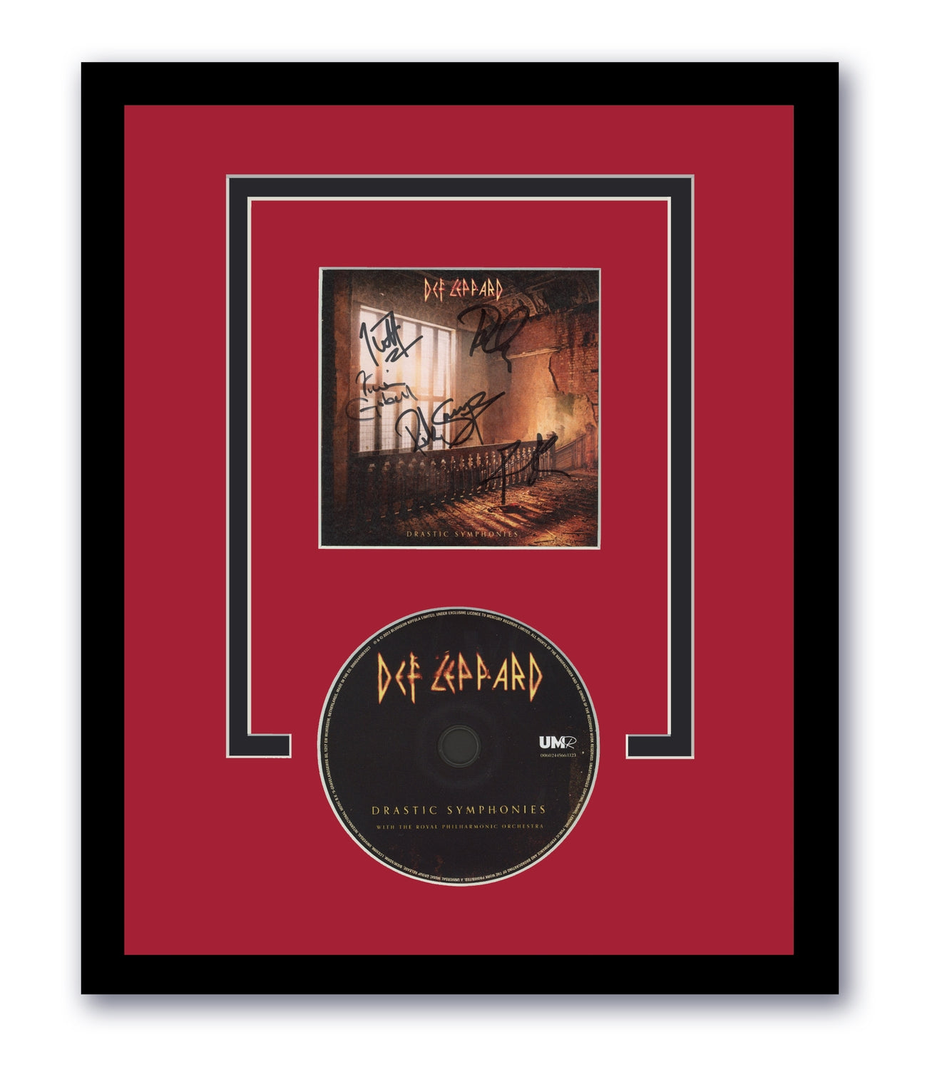 Def Leppard Signed 11x14 Framed CD Drastic Symphones Autographed ACOA #3