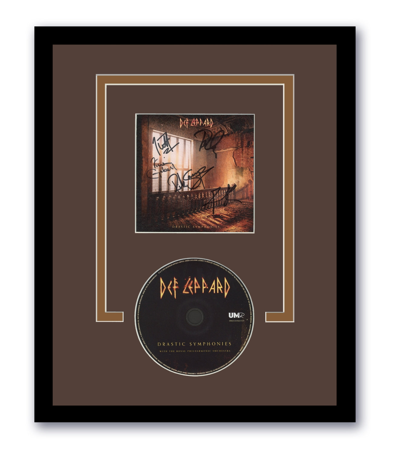 Def Leppard Signed 11x14 Framed CD Drastic Symphones Autographed ACOA #4