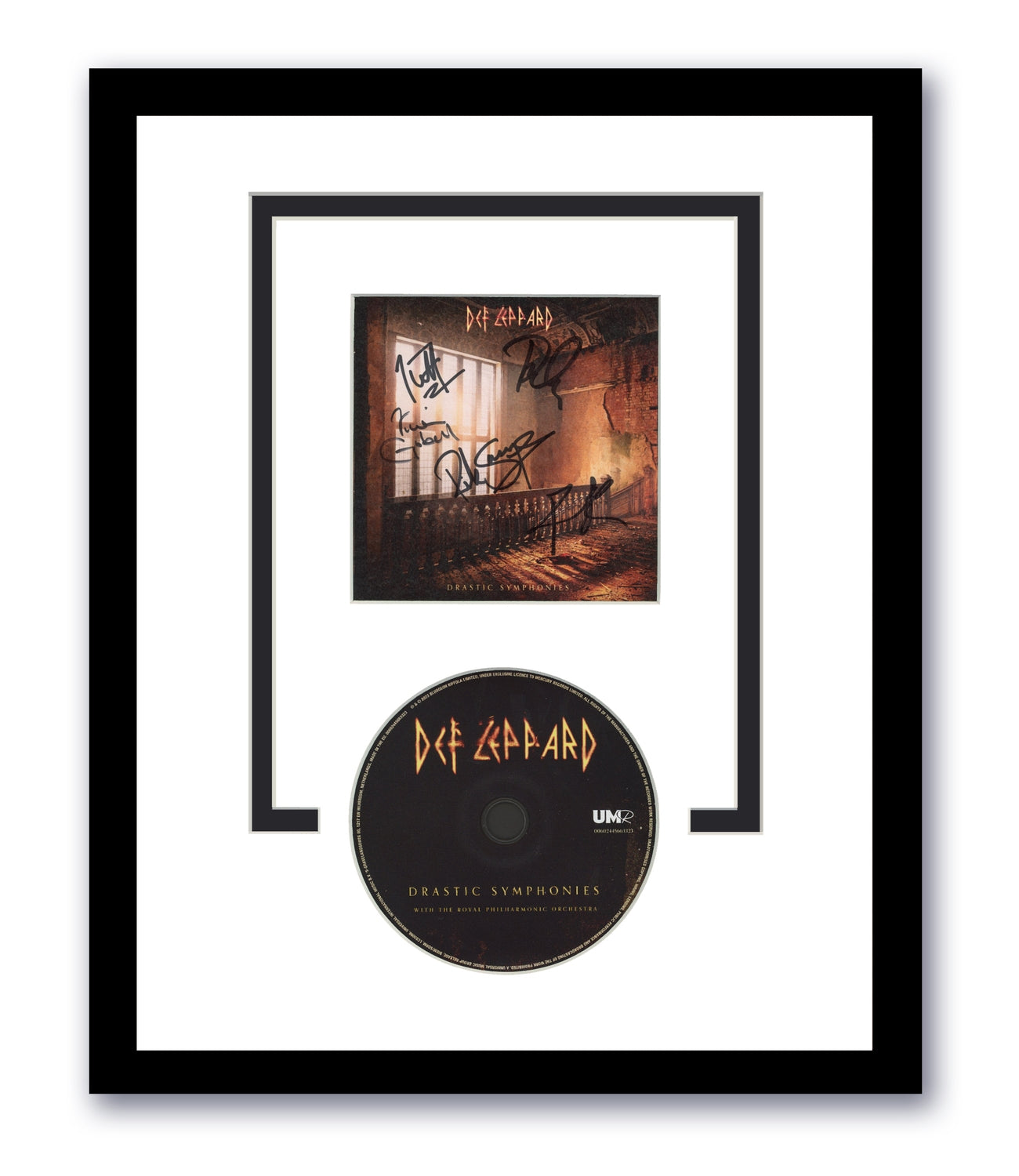 Def Leppard Signed 11x14 Framed CD Drastic Symphones Autographed ACOA