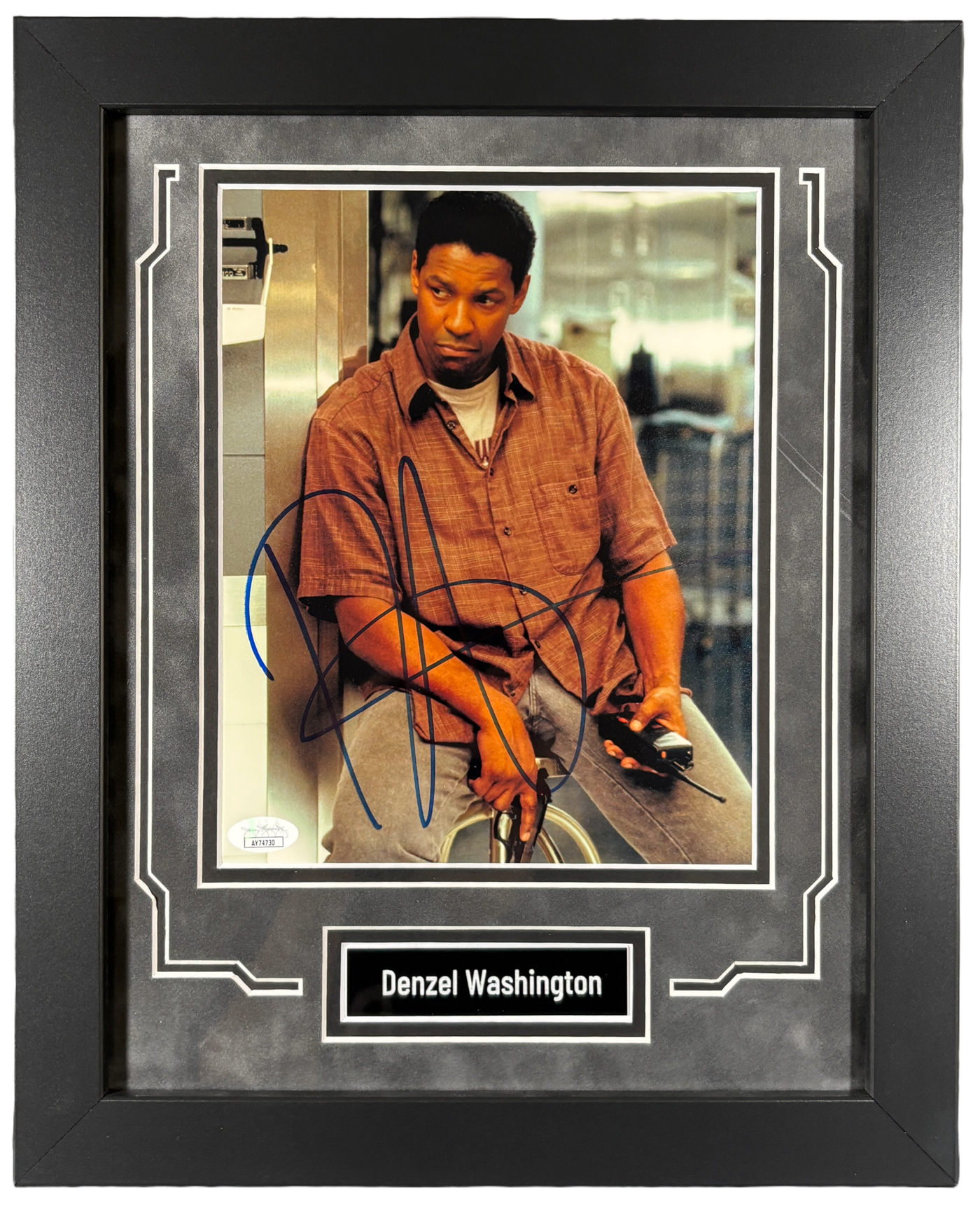 Denzel Washington Signed Custom Framed 8x10 Photo John Q Autographed JSA COA