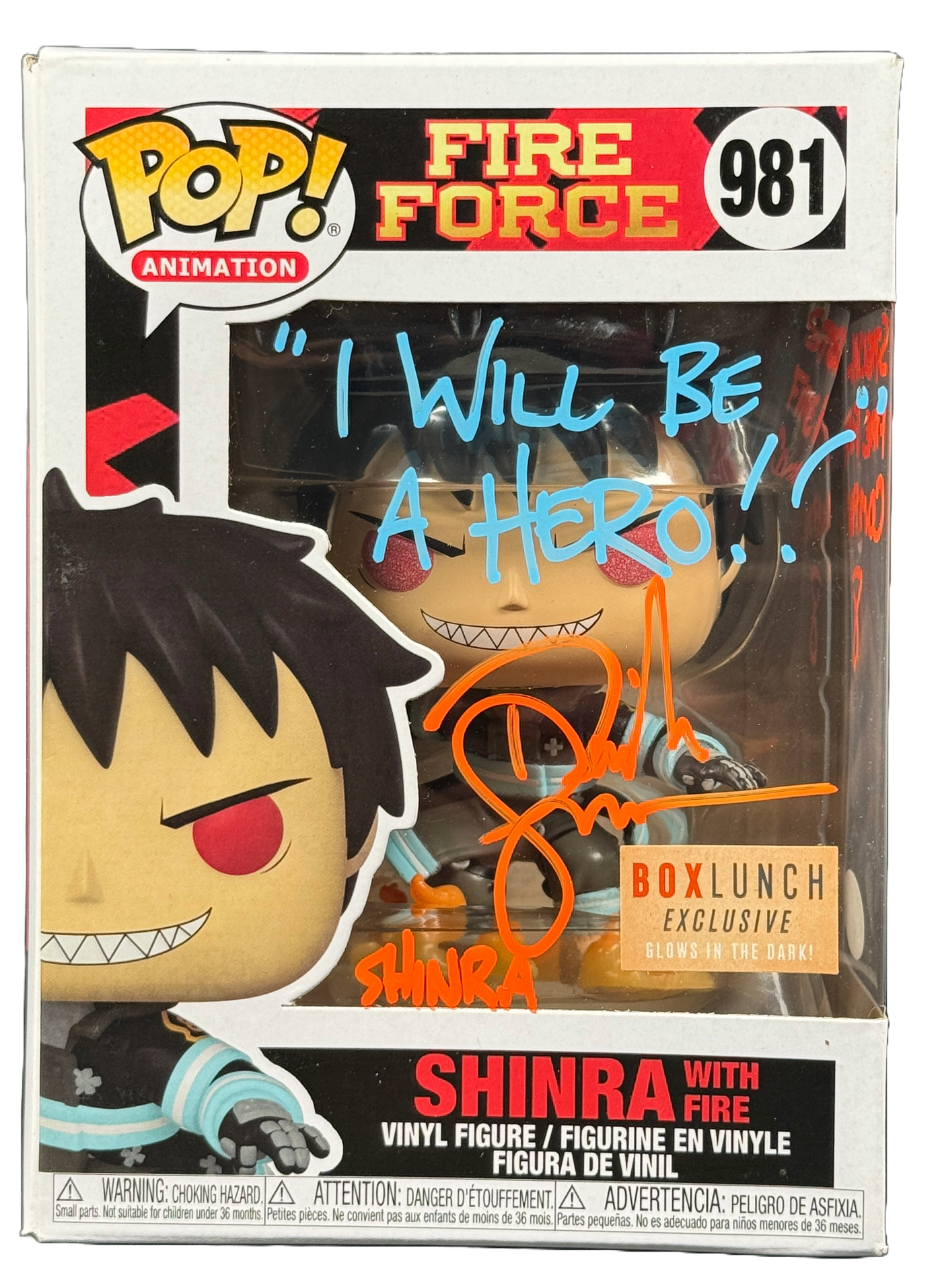 Derick Snow Signed Funko POP Fire Force Shinra Boxlunch GITD Autographed JSA COA