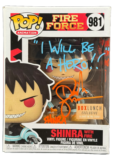 Derick Snow Signed Funko POP Fire Force Shinra Boxlunch GITD Autographed JSA COA