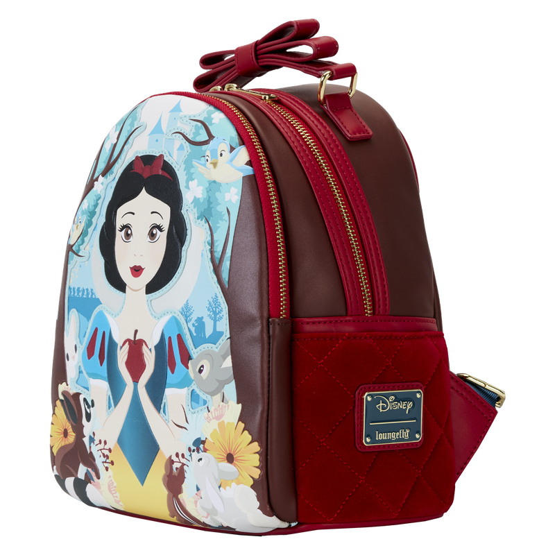 Disney Snow White Classic Apple Quilted Velvet Mini Backpack Loungefly