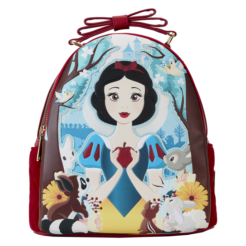 Disney Snow White Classic Apple Quilted Velvet Mini Backpack Loungefly
