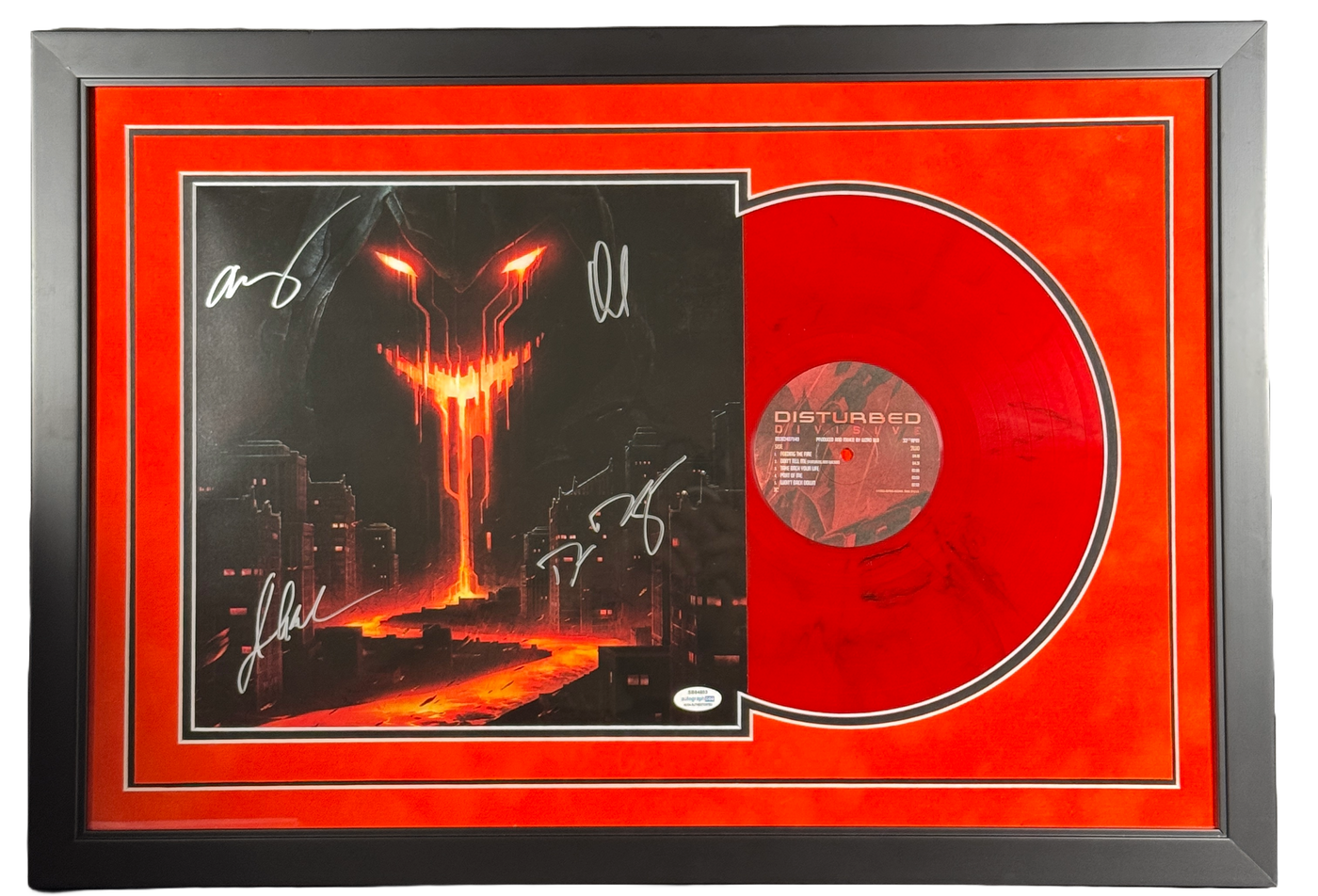 Disturbed Full Band Signed Divisive Vinyl Custom Framed ACOA COA