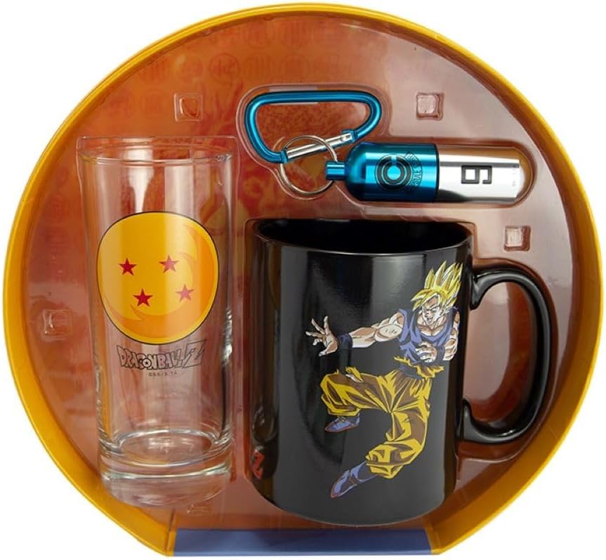 Dragon Ball Z Anime Premium Gift Set - Coffee Mug, Drinking Glass, Blue Capsule Corp