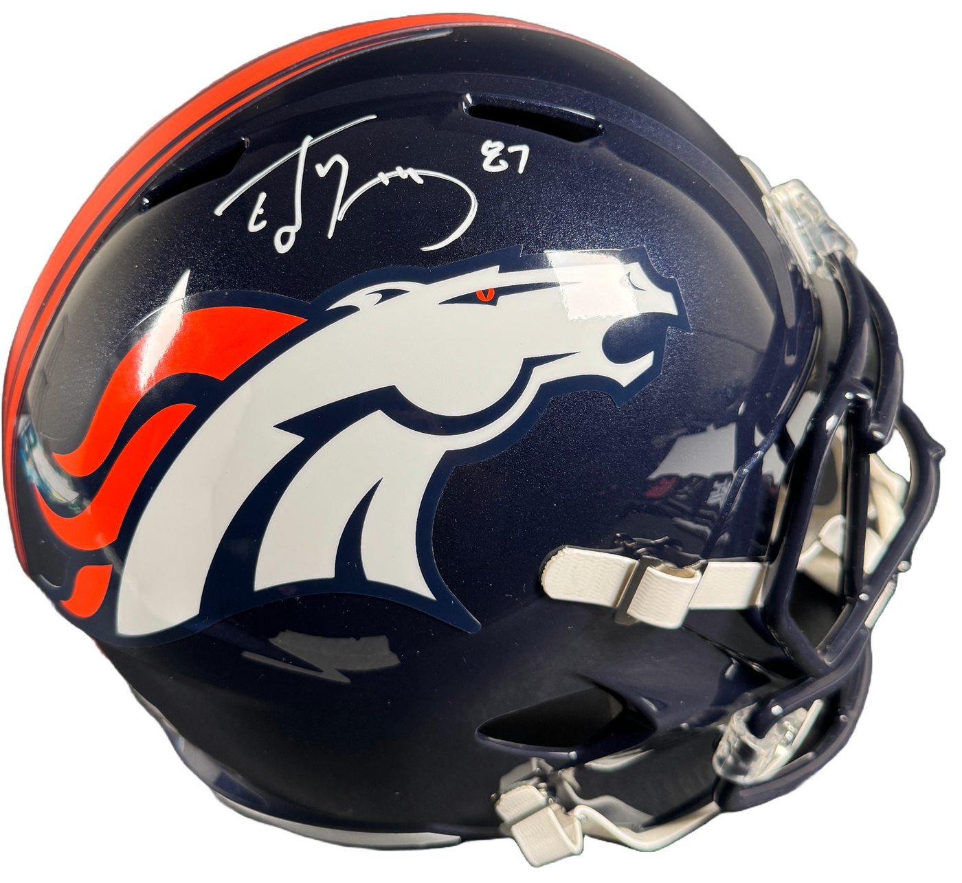 Ed McCaffrey Signed Denver Broncos F/S Speed Helmet Autographed BAS COA