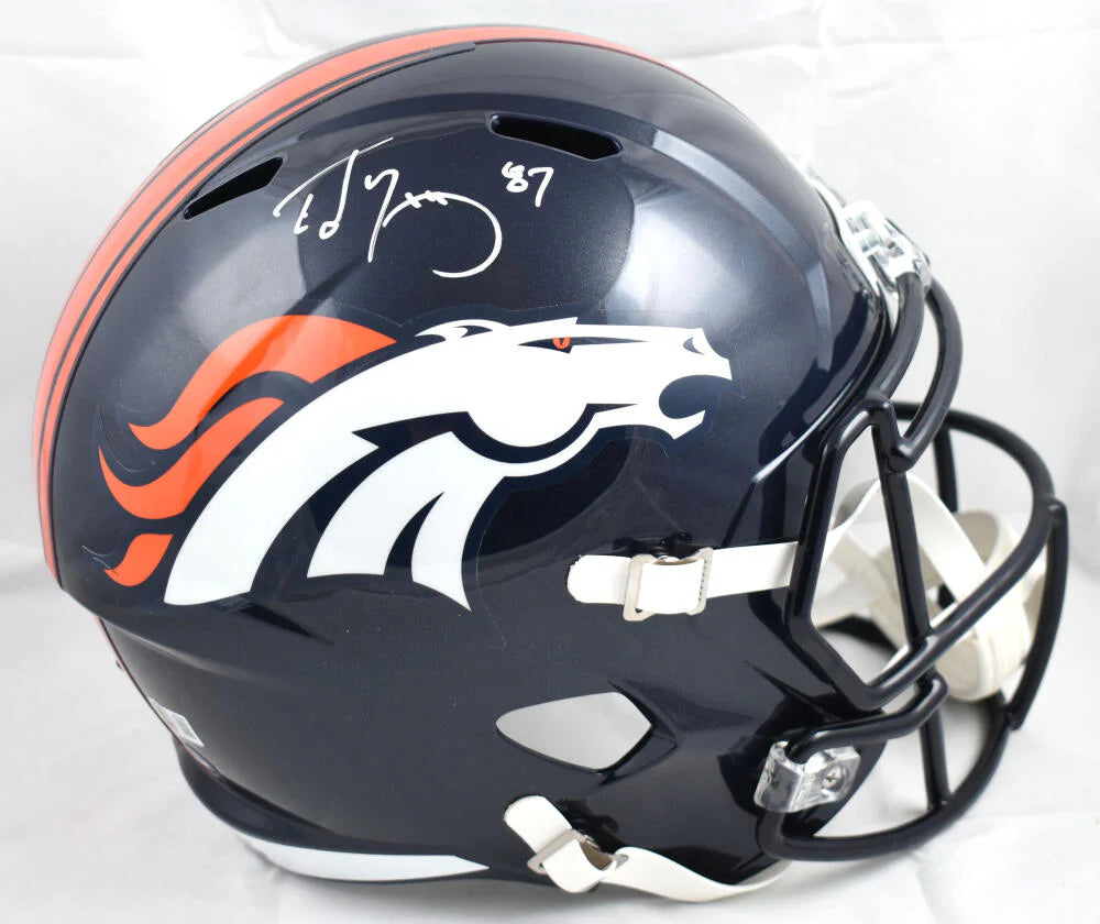 Ed McCaffrey Signed Denver Broncos F/S Speed Helmet Autographed BAS COA