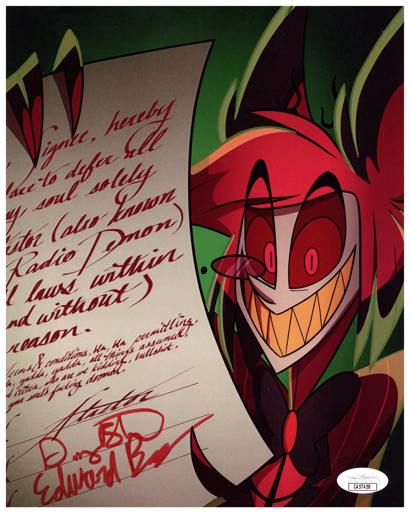 Edward Bosco Signed 8x10 Photo Hazbin Hotel Alastor Autographed JSA COA