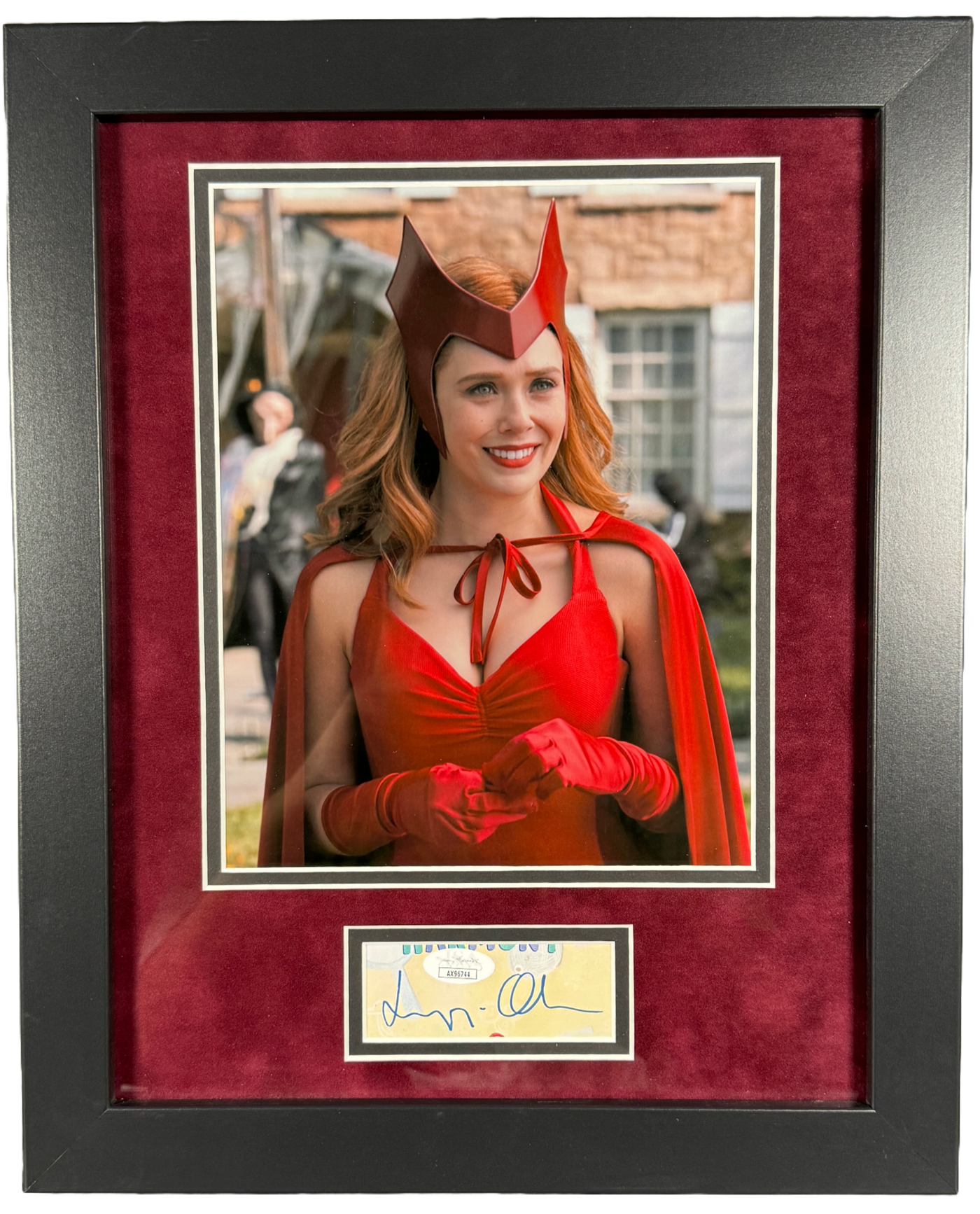 Elizabeth Olsen Autographed Scarlet Witch Memorabilia Cut from Wandavision JSA COA