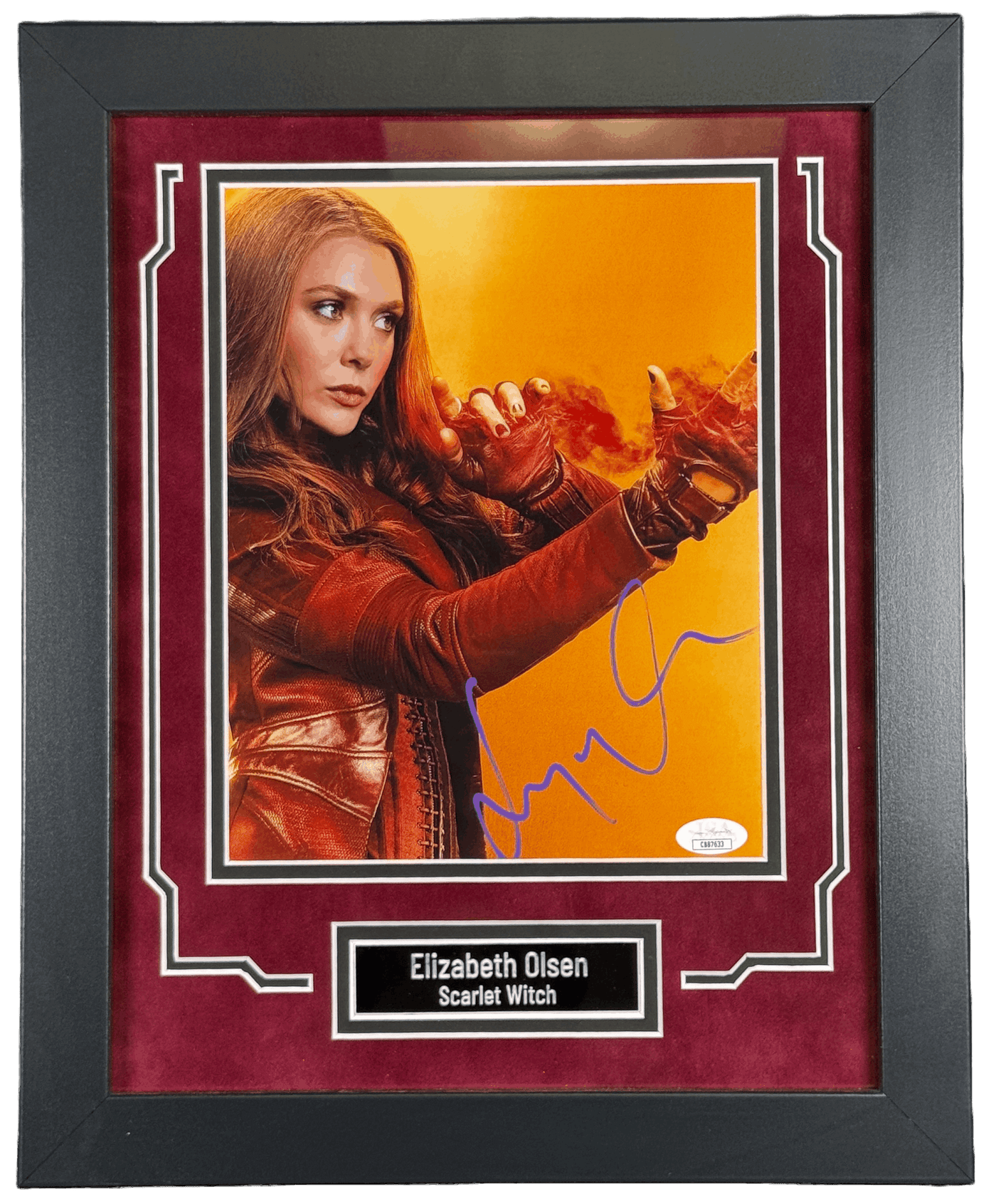 Elizabeth Olsen Signed Custom Framed 8x10 Photo Marvel Scarlet Witch JSA COA