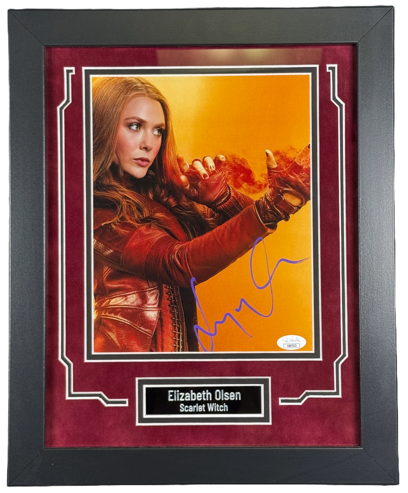 Elizabeth Olsen Signed Custom Framed 8x10 Photo Marvel Scarlet Witch JSA COA