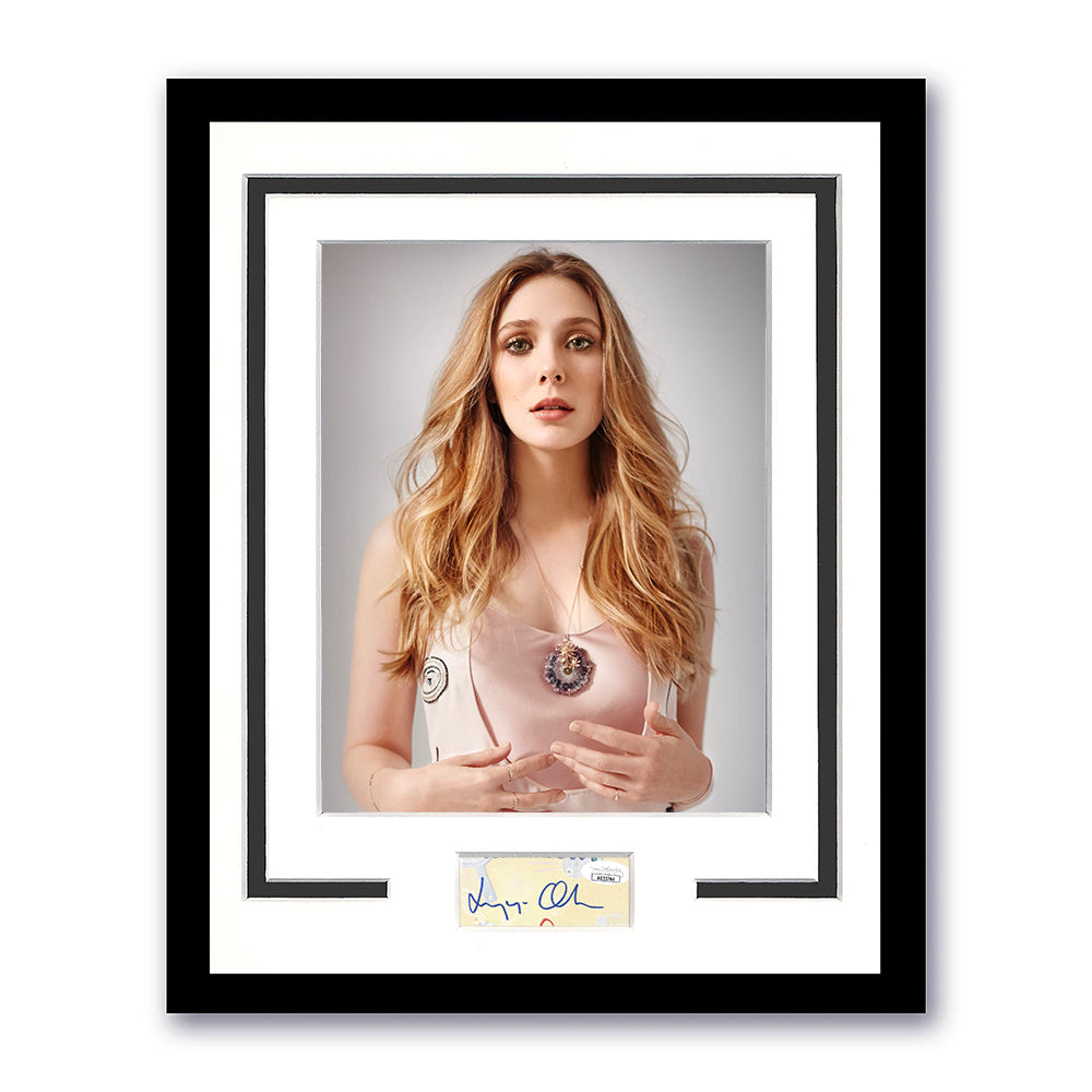 Elizabeth Olsen Signed Cut Scarlet Witch Custom Framed Wall Display Autographed JSA 2