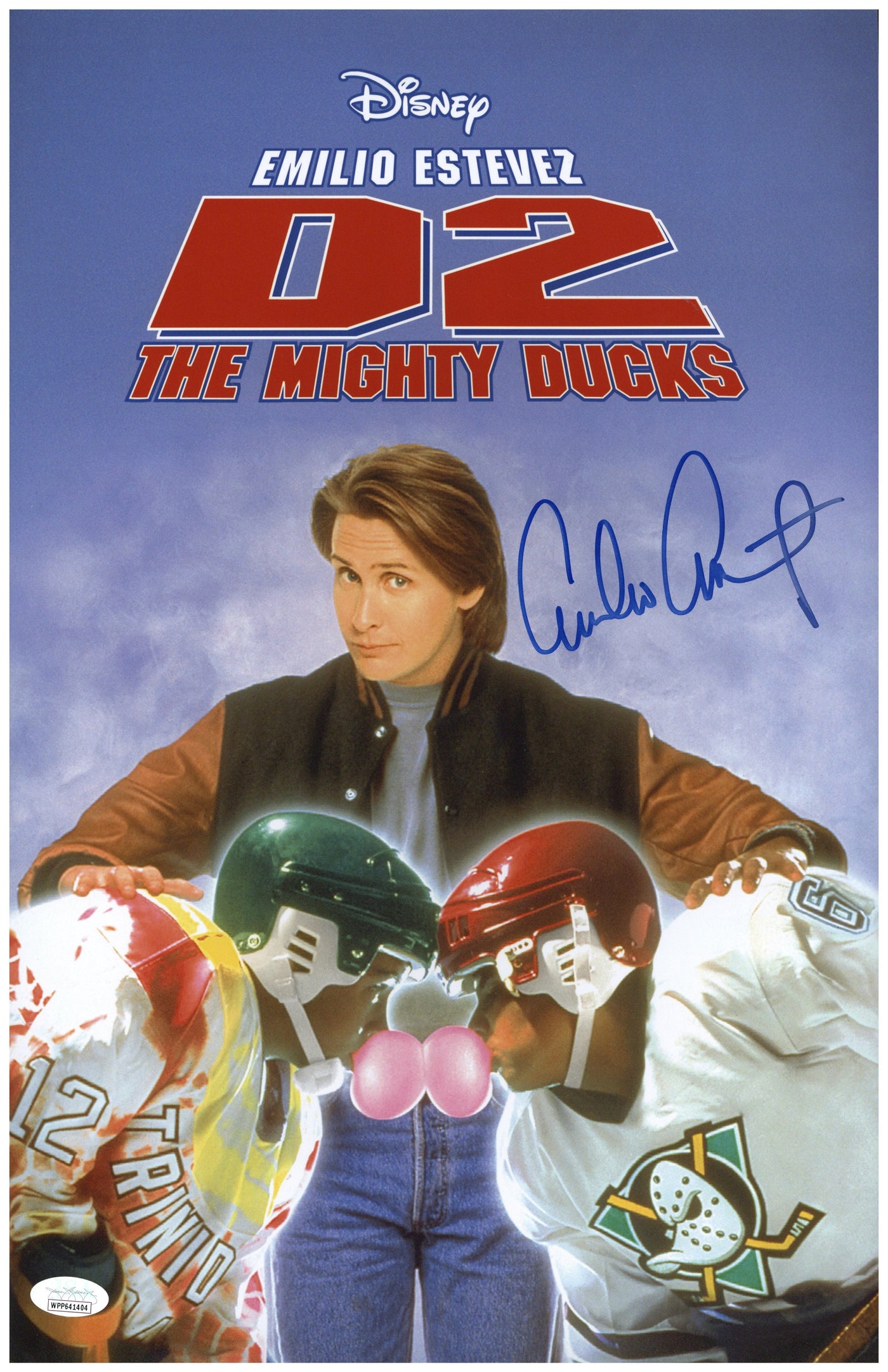 Emilio Estevez Signed 11x17 Photo The Mighty Ducks Mini Poster Autographed JSA COA