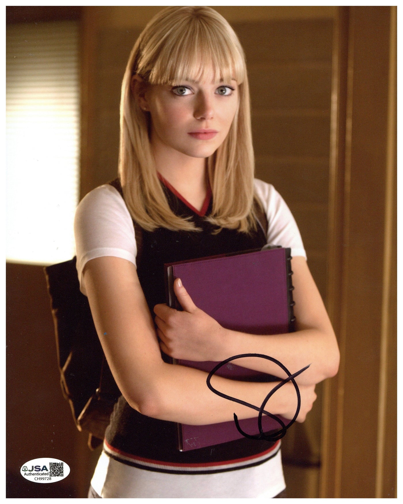Emma Stone Signed 8x10 Photo Spider-Man Gwen Stacy Autographed JSA COA 2