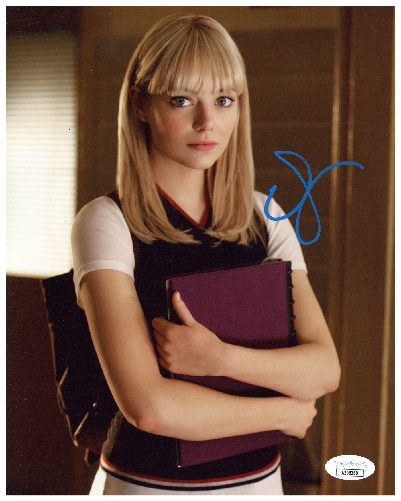 Emma Stone Signed 8x10 Photo Spider-Man Gwen Stacy Autographed JSA COA