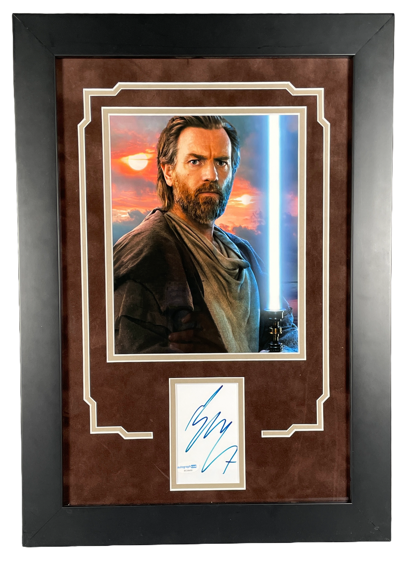 Ewan McGregor Signed Cut Custom Framed Star Wars Obi-Wan ACOA COA