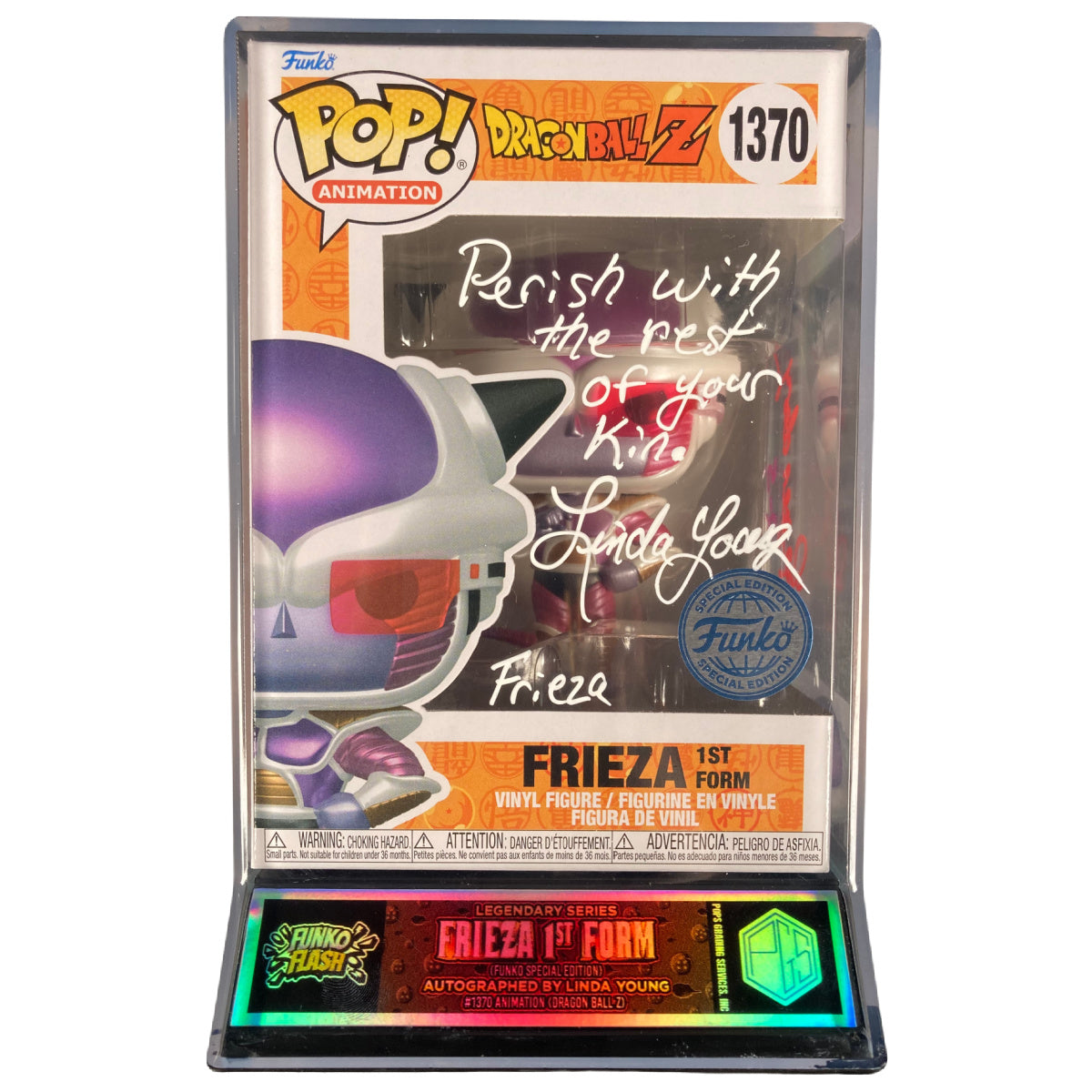 Linda Young Signed Funko POP Dragon Ball Z Frieza 1370 Exc. Autographed Slabbed