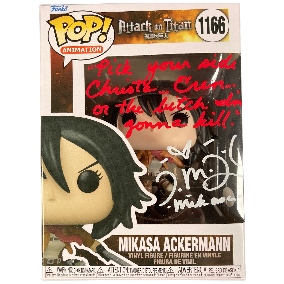 Trina Nishimura Signed Funko POP Attack on Titan Mikasa Autographed JSA COA