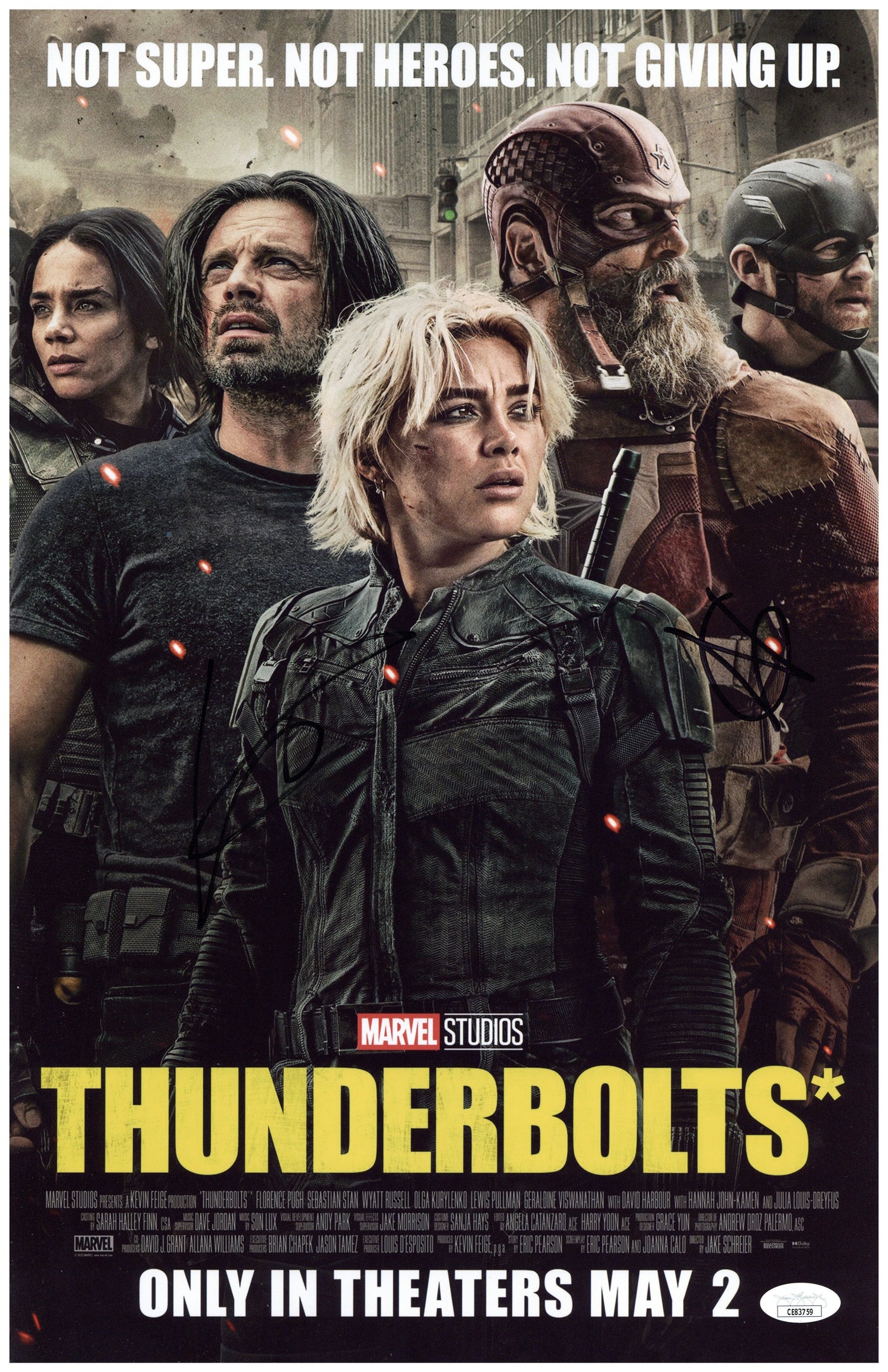 Geraldine Viswanathan & Hannah John-Kamen Signed 11x17 Photo Thunderbolts JSA COA