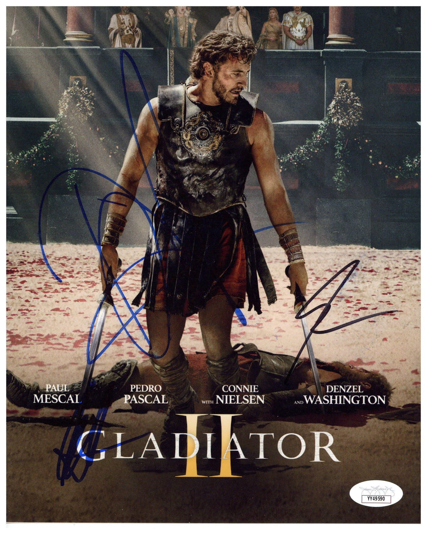 Gladiator Cast Signed 8x10 Photo Denzel Washington Autographed JSA COA