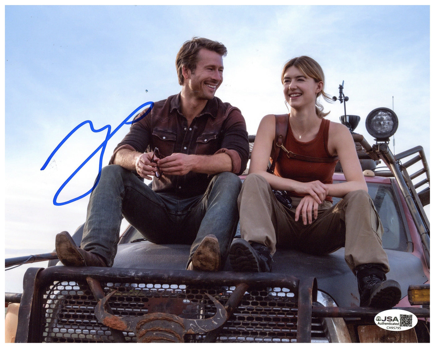 Glen Powell Signed 8x10 Photo Twisters Autographed JSA COA 2