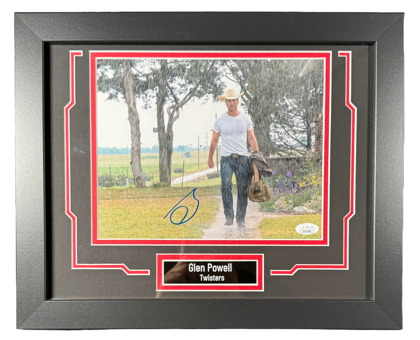 Glen Powell Signed Custom Framed 8x10 Photo Twisters Autographed JSA COA