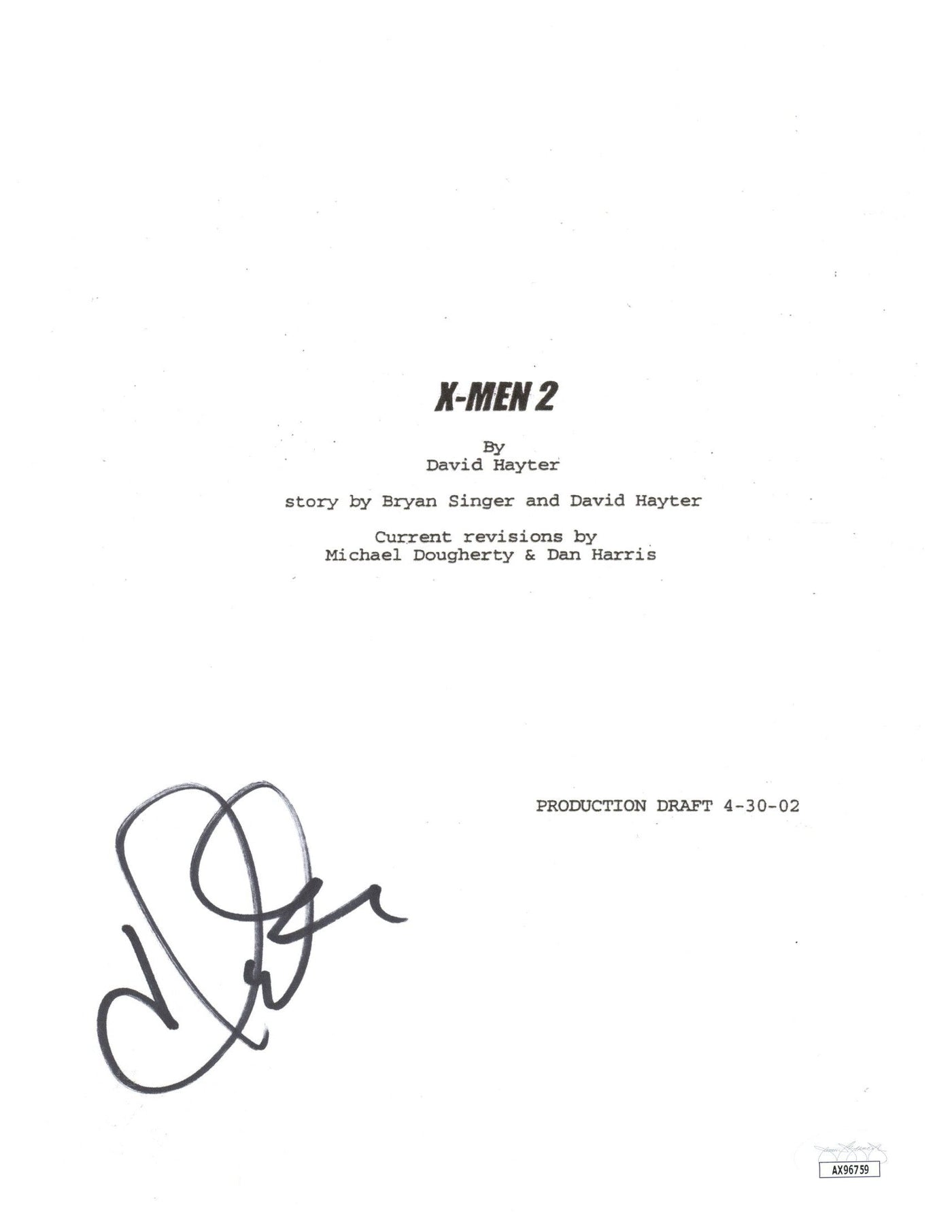 Halle Berry Signed X-Men 2 Script Cover Autographed JSA COA