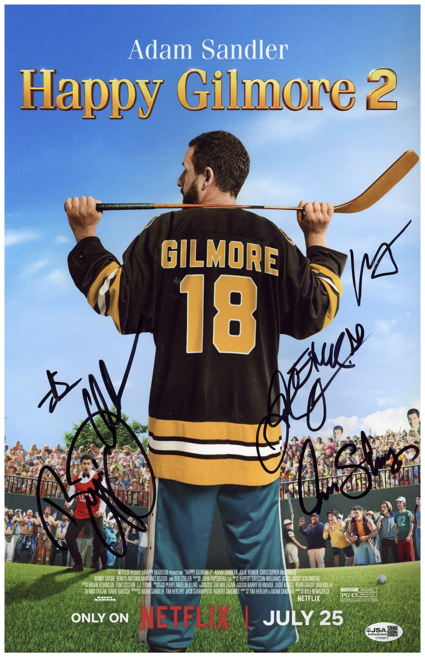Happy Gilmore 2 Cast Signed 11x17 Photo Bryson DeChambeau Autographed JSA COA