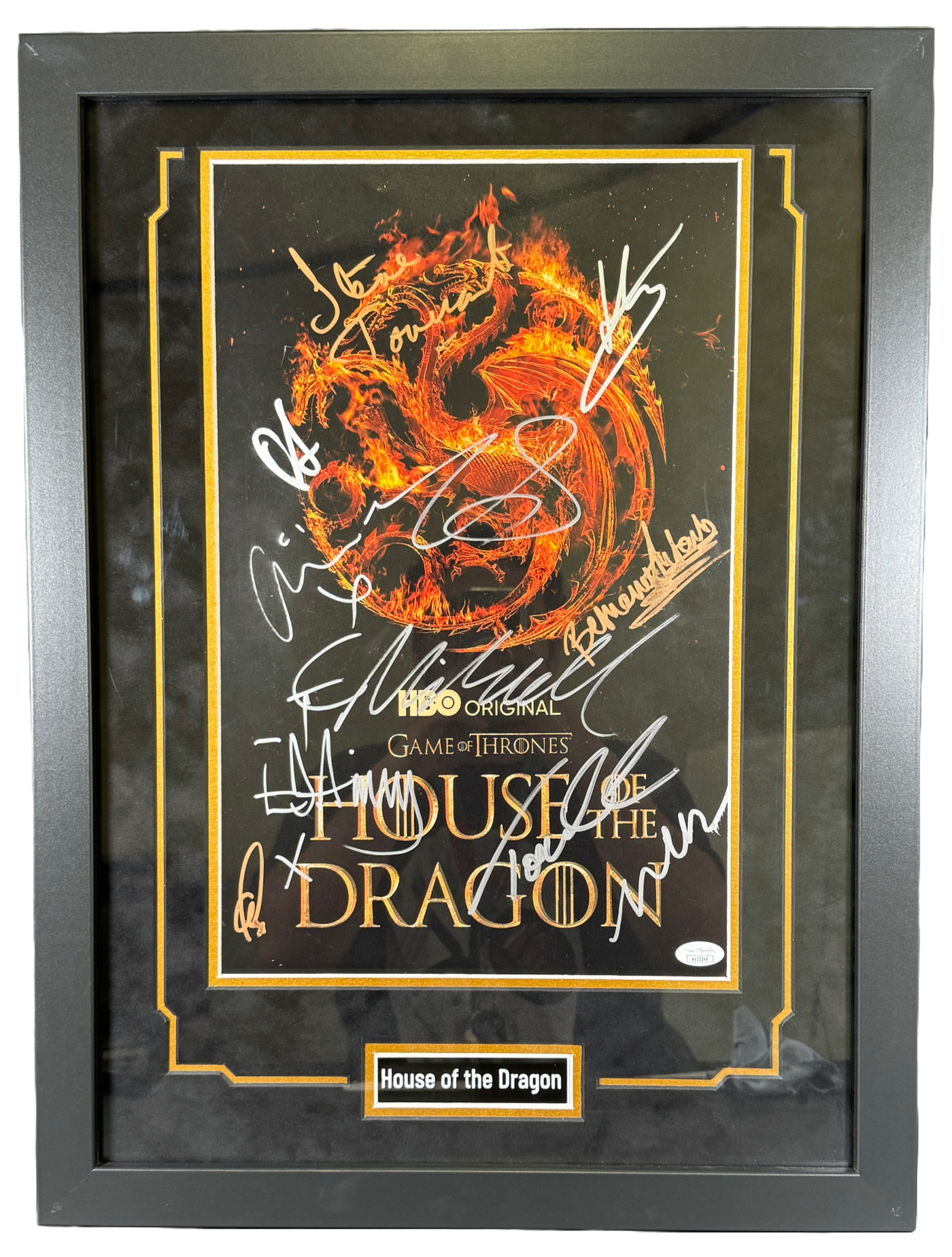 House of the Dragon Cast Signed 11x17 Custom Framed Matt Smith Emma D'Arcy Olivia Cooke Autograph JSA COA