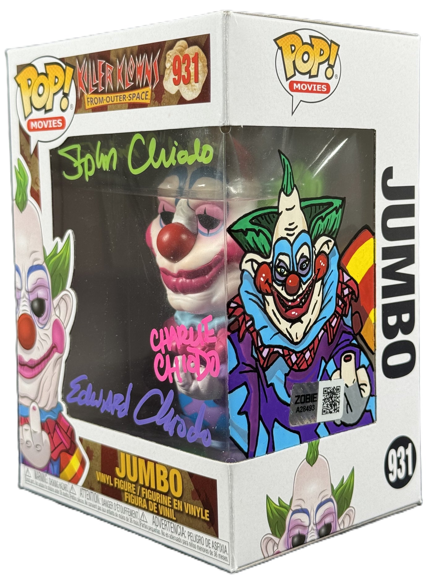 Chiodo Brothers Signed Funko POP Killer Klowns from Outer Space Jumbo Sketched Zobie COA