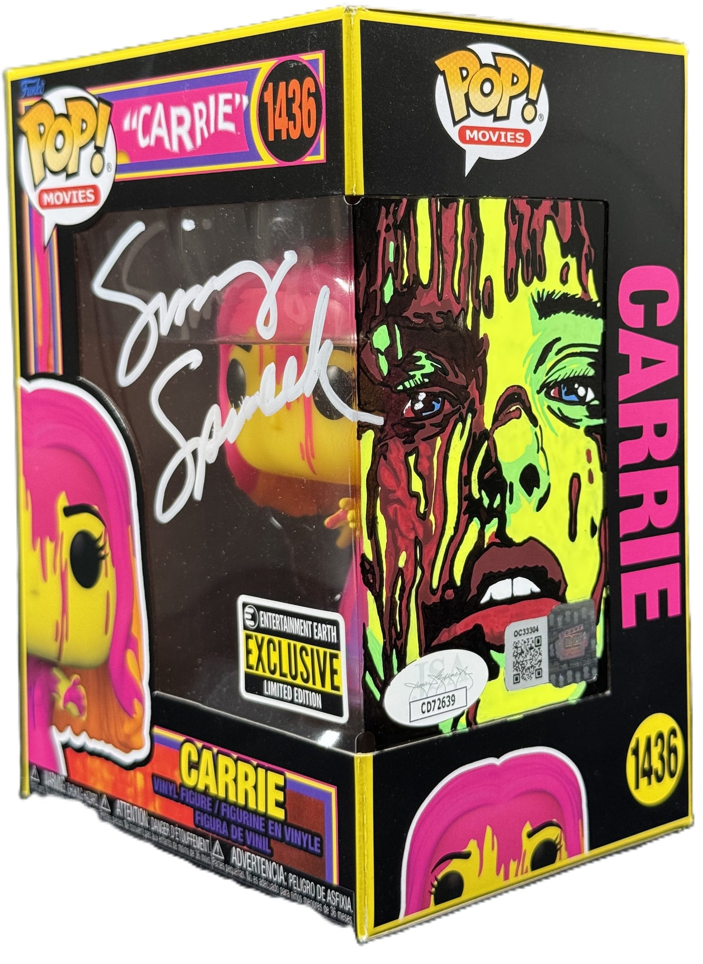 Sissy Spacek Signed Funko Pop Carrie BlackLight Sketched Autographed JSA COA