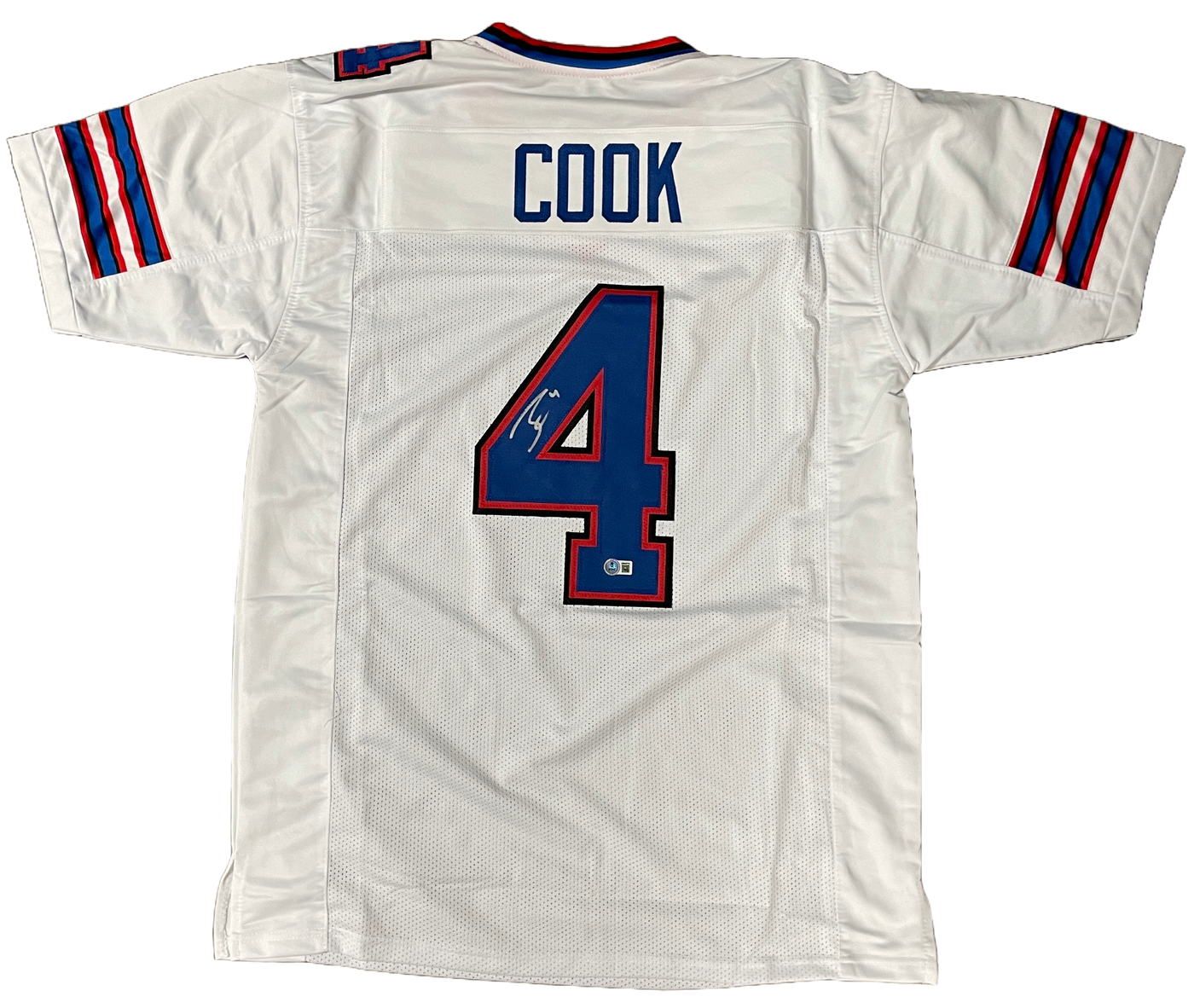 James Cook Signed Buffalo Bills White Pro Style Jersey Autographed BAS COA