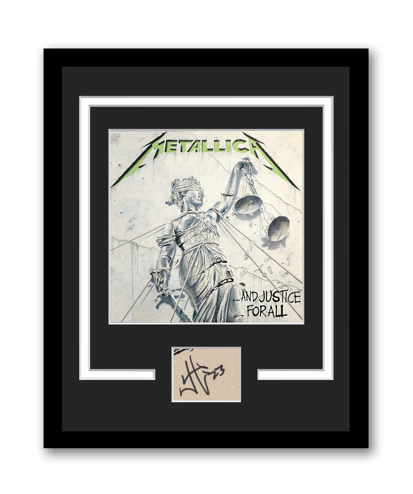 James Hetfield Autographed 11x14 Framed Cut Metallica And Justice for All ACOA COA