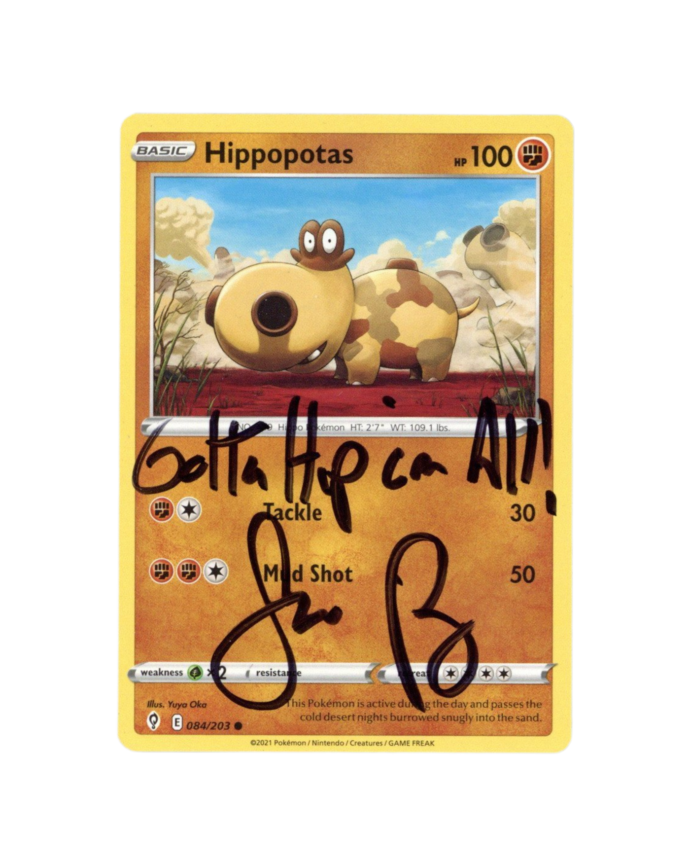 Jason Paige Signed Pokemon Hippopotas Trading Card - Autographed Zobie COA