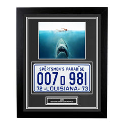 Image of Jaws Custom Framed Tiger Shark Louisiana License Plate Prop Wall Display