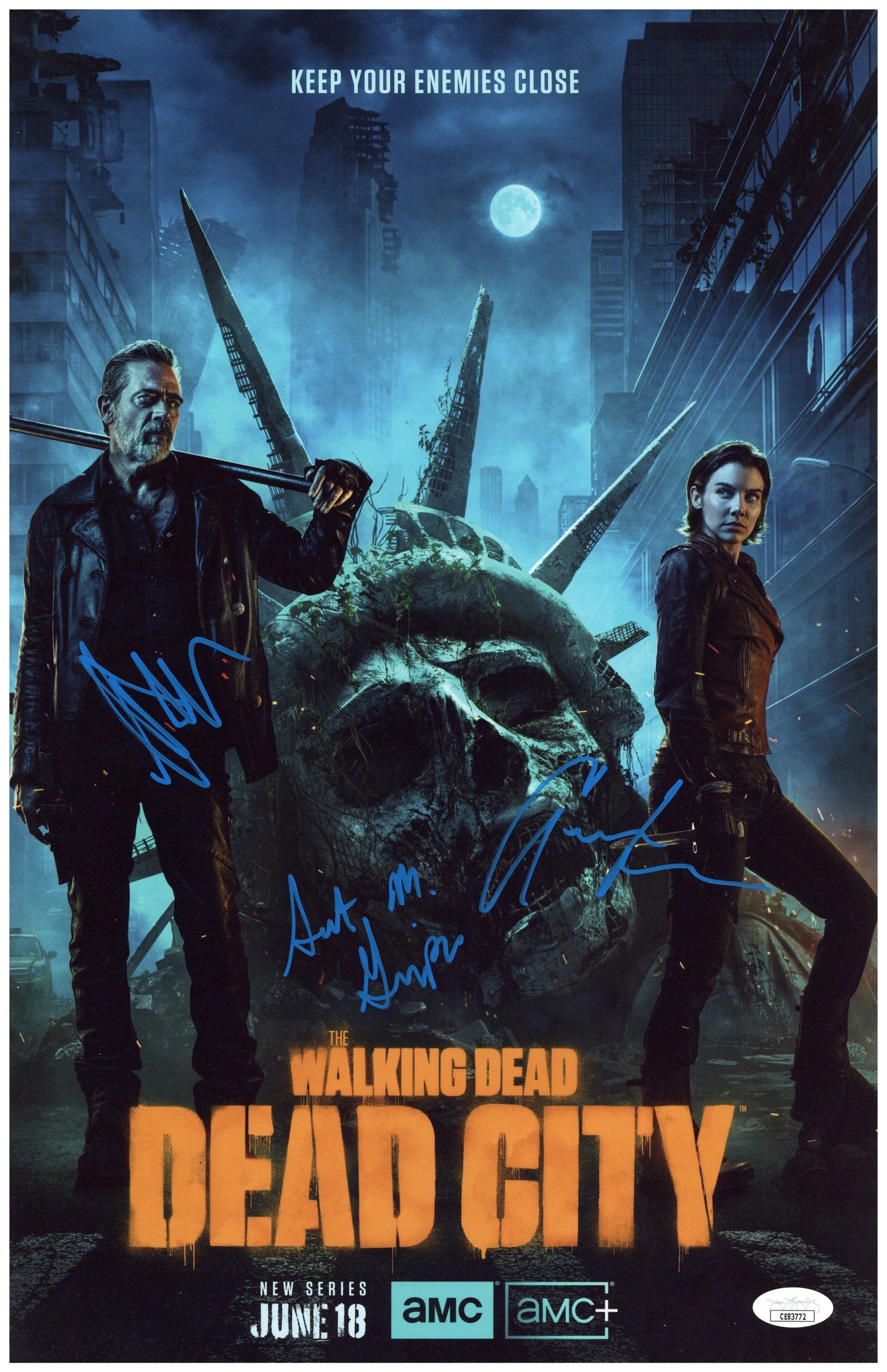 Jeffrey Dean Morgan Signed 11x17 The Walking Dead Cast Autographed JSA COA