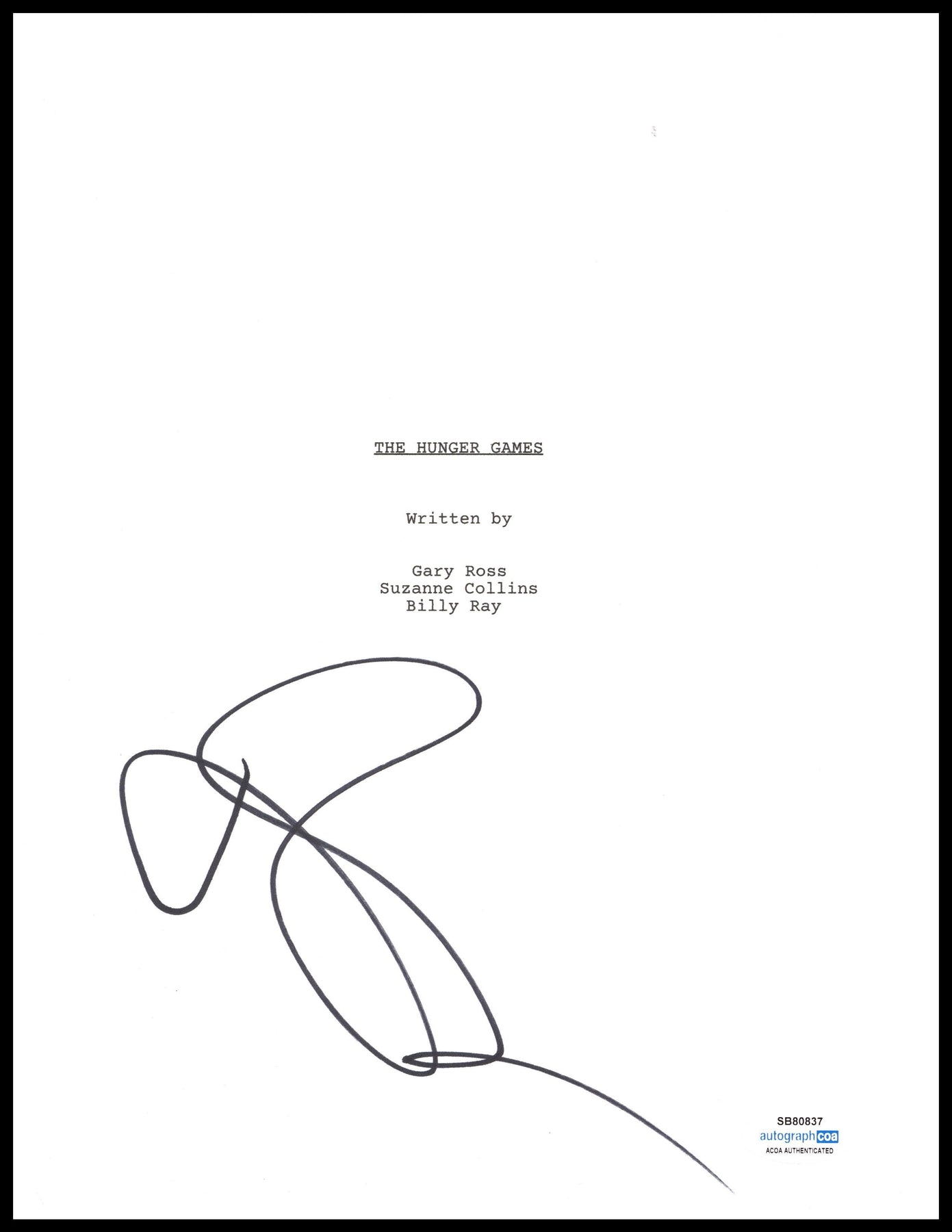 Jennifer Lawrence Signed The Hunger Games Script Cover AutographCOA ...