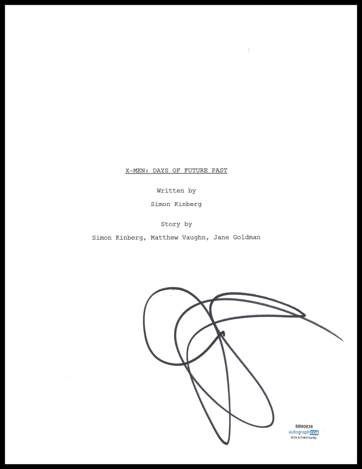 Jennifer Lawrence Signed X-Men Days of Future Past Script Cover AutographCOA