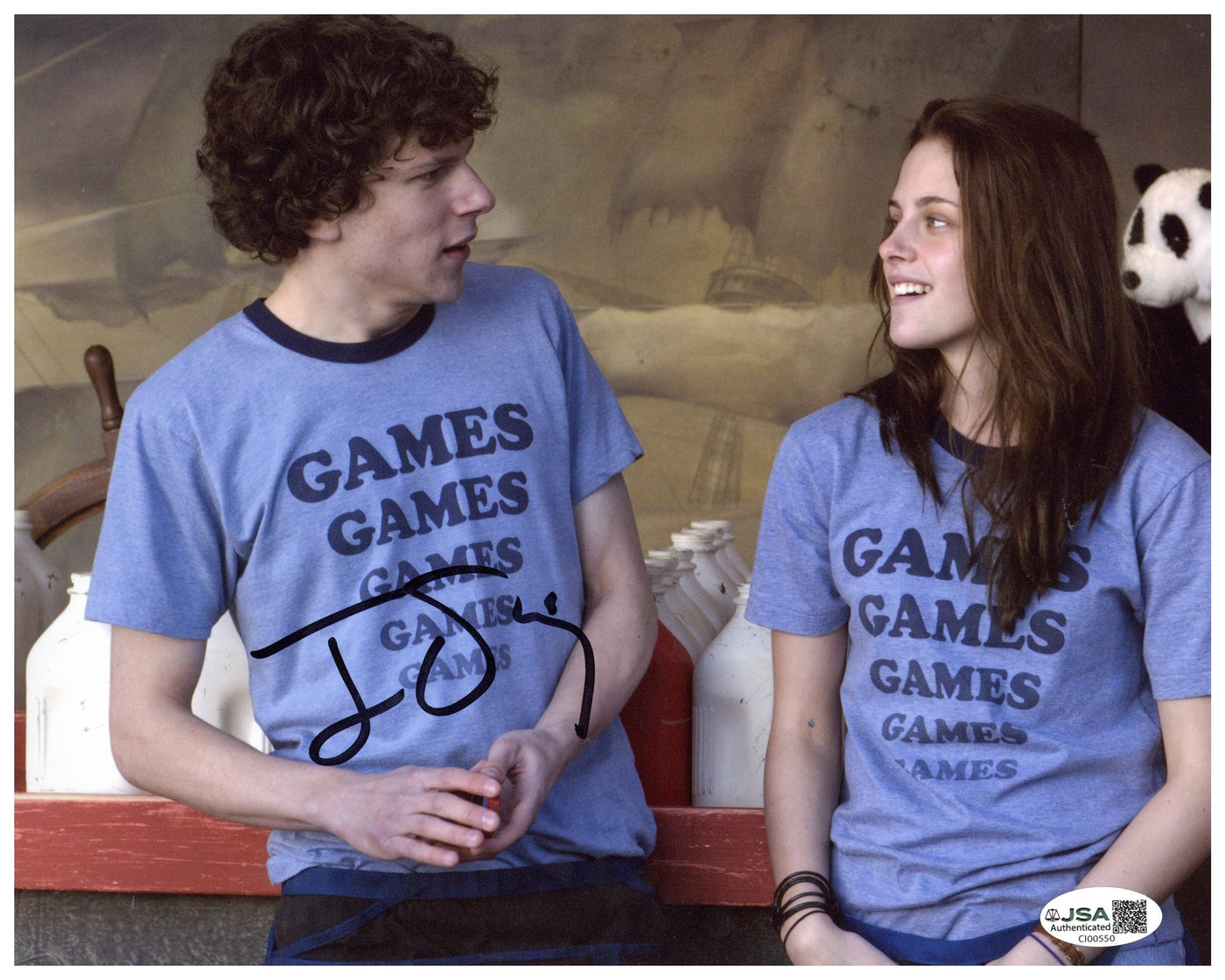 Jesse Eisenberg Autograph 8x10 Photo Adventureland Signed JSA COA