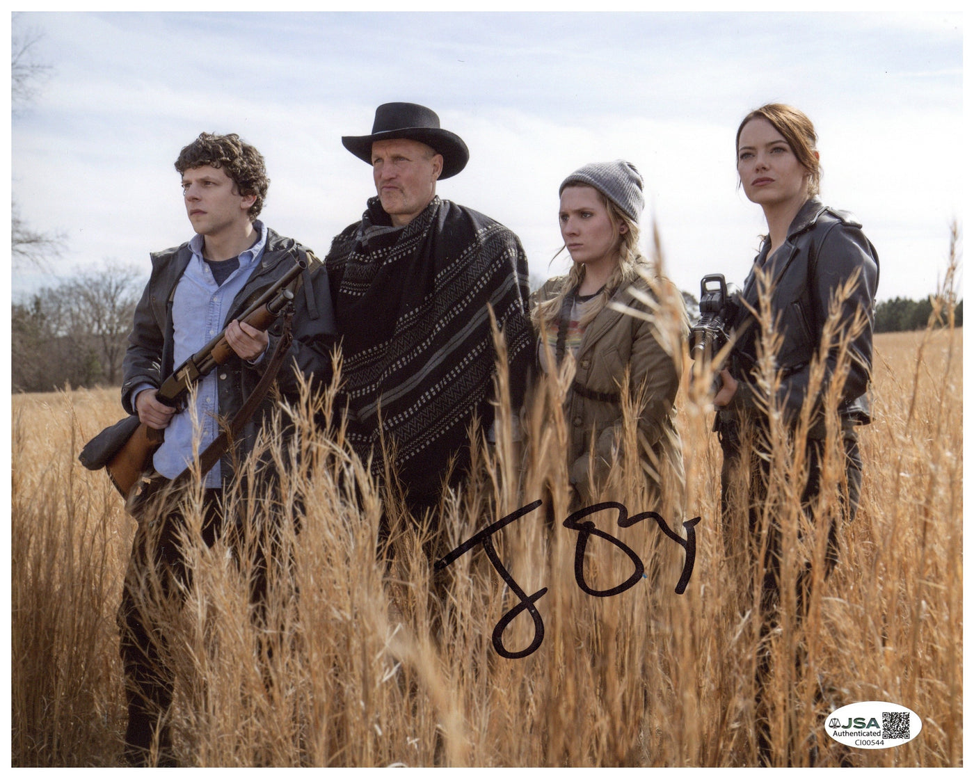 Jesse Eisenberg Signed 8x10 Photo Zombieland Columbus Autographed JSA COA