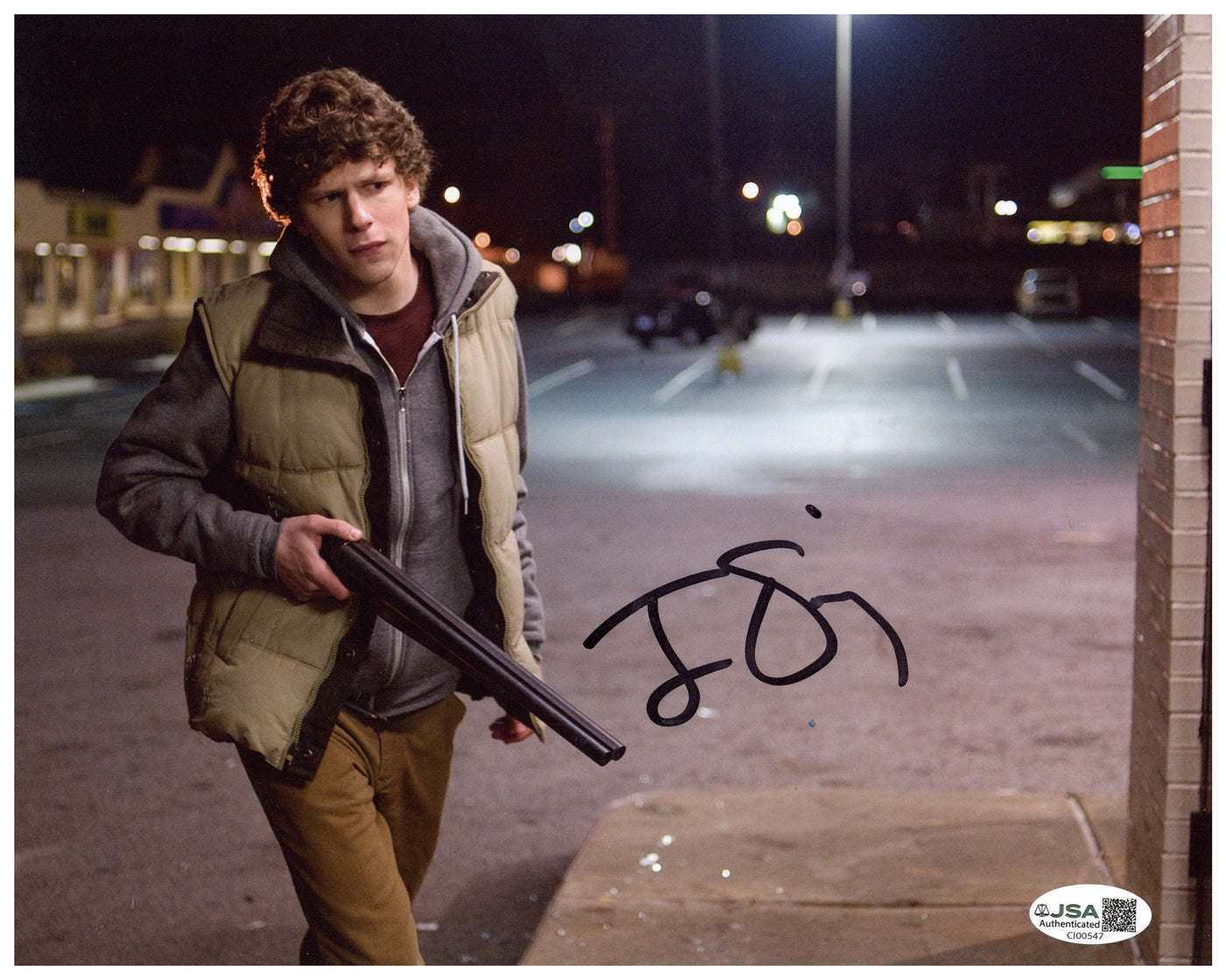 Jesse Eisenberg Signed 8x10 Photo Zombieland Columbus Autographed JSA COA 2