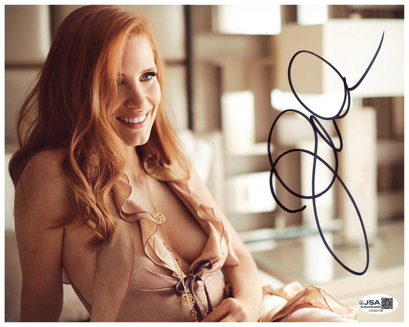 Jessica Chastain Signed 8x10 Photo Ava Molly's Game Autographed JSA COA