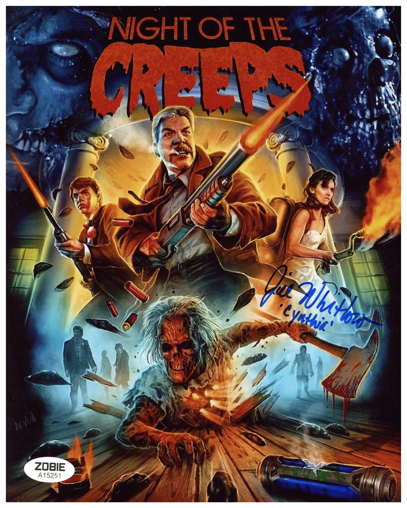 Jill Whitlow Signed 8x10 Photo Night of the Creeps Horror Autographed Zobie COA 2